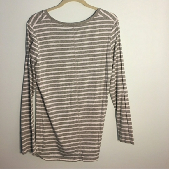 A.N.A. Long Sleeve Top Grey White Stripes Medium M - Picture 2 of 9
